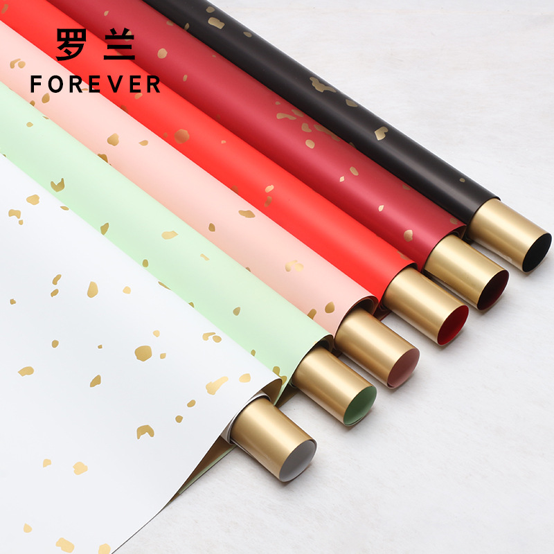 Roland Espolvorear papel dorado papel de embalaje de flores material impermeable y engrosado floristería de dos colores papel de embalaje de ramo de flores