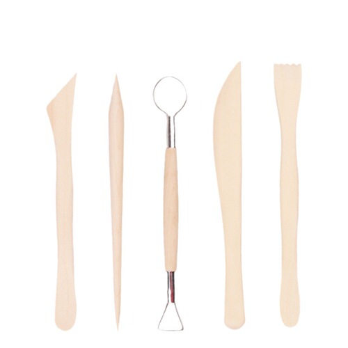 Creative wooden soft clay clay sculpture knife 5-piece set DIY children's carving and painting clay pottery tool set wholesale