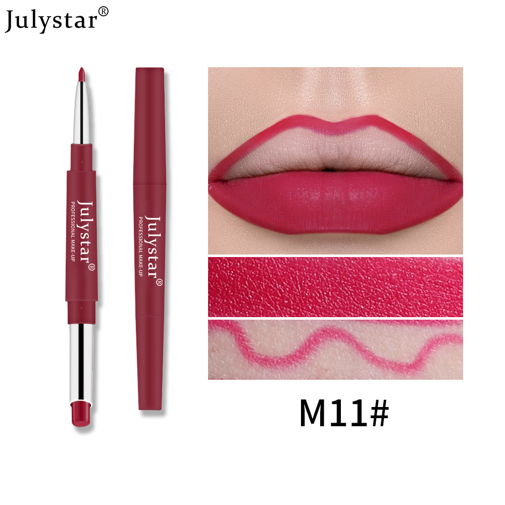 European and American cross-border double-headed red lip liner pens that do not fade or stick to the cup, pink rotating lipstick pens, wholesale of foreign trade cosmetics undefined