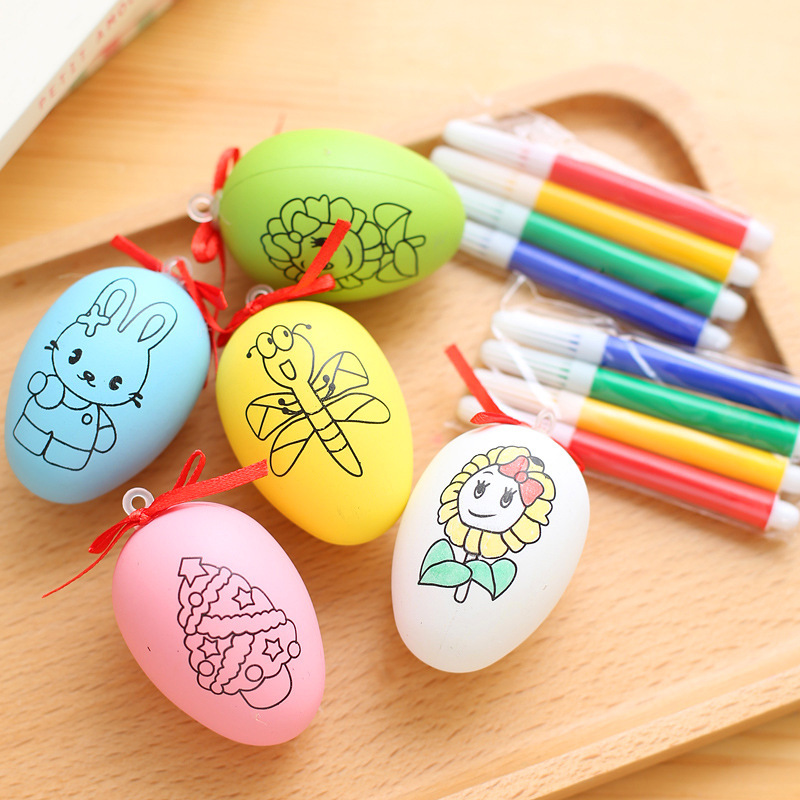画画彩蛋绘画鸭蛋 幼儿园儿童鸡蛋壳diy手工制作彩绘仿真鸡蛋玩具