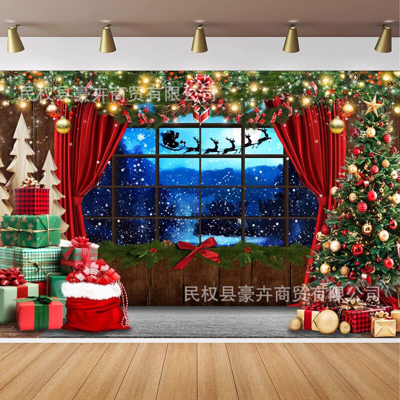 Amazon Winter Christmas Red Curtain Photography Background Cloth New Year Christmas Decoration Party Props Supplies