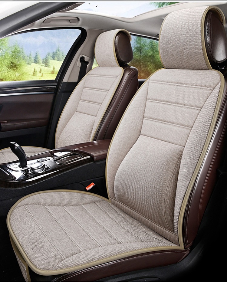 New Linen Large Lumbar Support Cushion, Breathable Fabric for All Seasons, Slim Waist Design, Five-Seater Car Seat Cover, Non-Slip Linen Seat Cushion