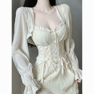 Gentle Wind Chiffon Sun Protection Clothing for Women in Summer with Suspender Skirt and Small Shawl Cardigan Thin Outwear Short Blouse