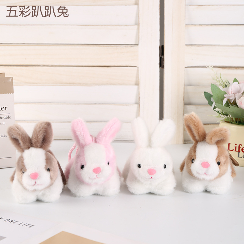 跨境可爱五彩小兔子毛绒挂件钥匙扣趴趴兔小玩偶公仔服饰包包配件