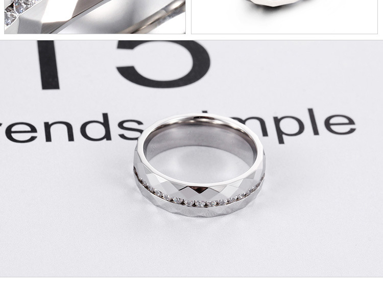 Korean New Zircon Stainless Steel Single Row Full Diamond Ring Wholesale Nihaojewelry display picture 3