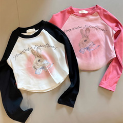 Girls' T-shirt 2024 Spring and Autumn Outfit Cartoon Rabbit Sleeveless Outerwear Base Shirt Baby Korean Version Stylish Versatile Top Trendy