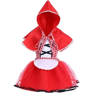Halloween Cos Kidsren's Little Witch Dress Little Red Riding Hood Suspender Skirt Lolita Prom Cape Maid Skirt