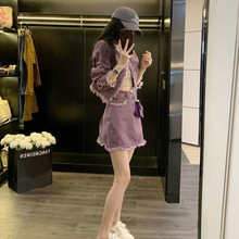 小香风时尚牛仔套装气质显瘦减龄港风高级感小洋装复古短裙潮流装