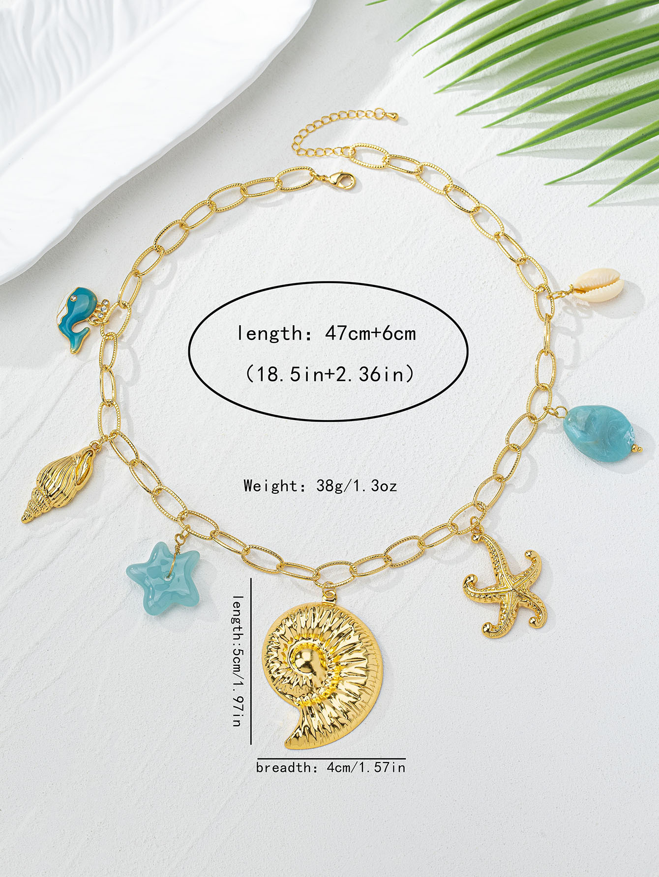 Starfish Conch Dolphin Elegant Retro Lady Zinc Alloy Multi Charms Necklace Wholesale display picture 4