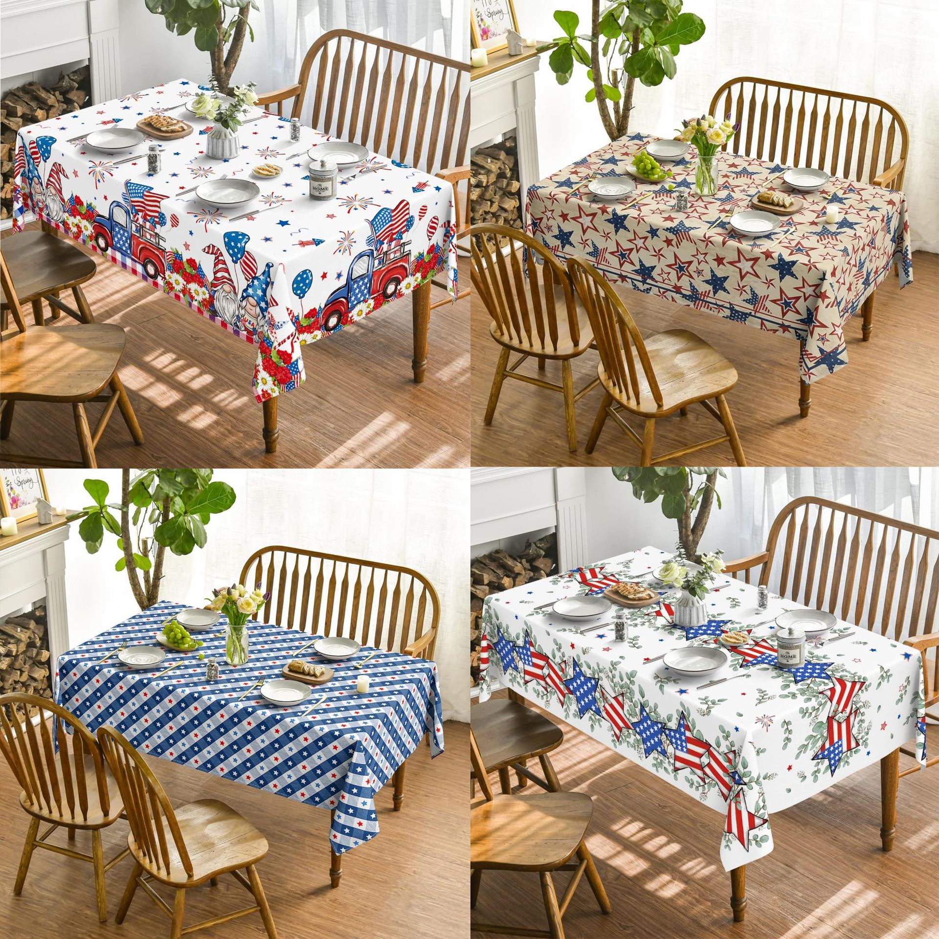 Cross-Border New Independence Day Creative Tablecloth Amazon Home Festival Dining Table Coffee Table Dustproof Beautiful Decoratio