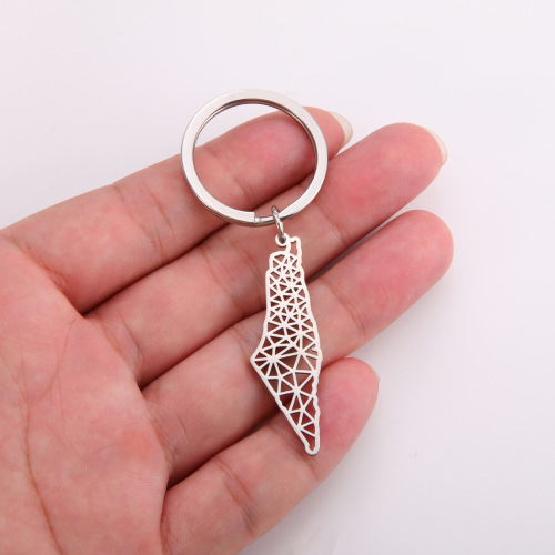 Foreign trade titanium steel keychain, personalized geometric irregular triangle pattern pendant, fashionable and simple stainless steel pendant