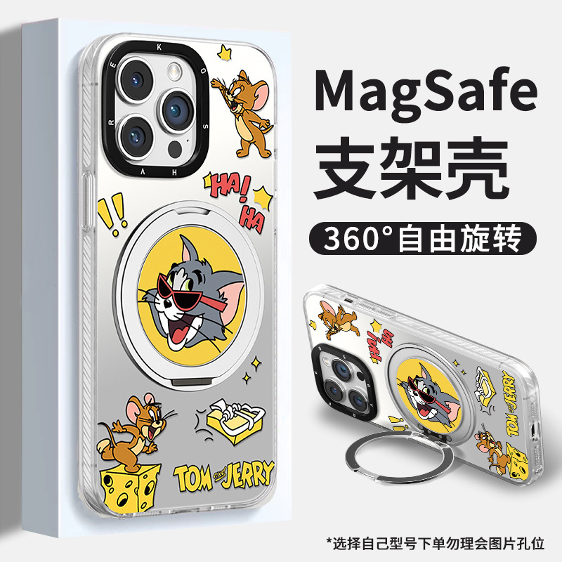 トムとジェリー磁気ホルダー Apple 16 ポイント携帯電話ケース 13pro Huawei 15 漫画 14max カップルに適しています|undefined
