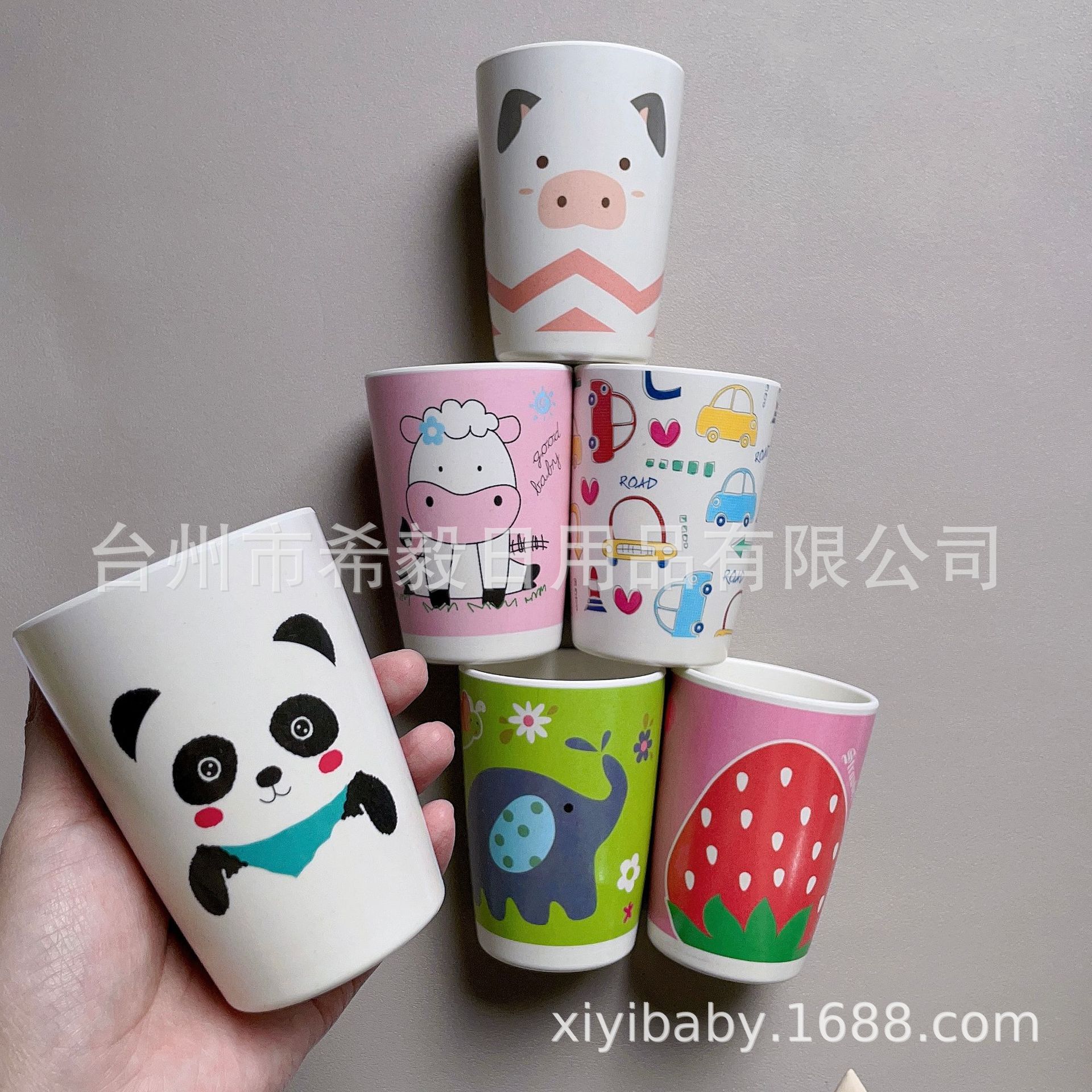 Fibra de bambú los niños del hogar taza beber dibujos animados bebé portátil con mango enjuague bucal materna y niño actividad regalo