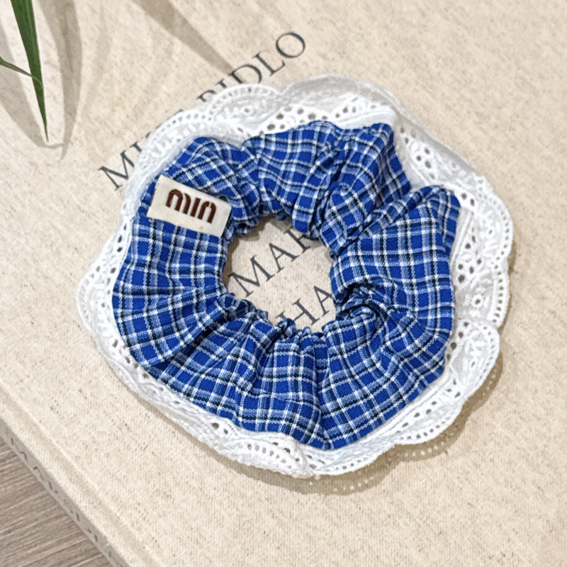 044 кружевная клетчатая резинка для волос с толстым кишечником