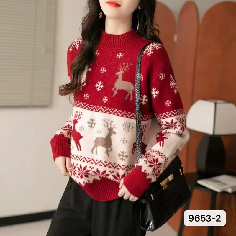 2025 Christmas Red Mickey Sweater Women's Autumn and Winter New Trendy Fashion Lazy Style Outerwear Student Long Sleeve Sweater