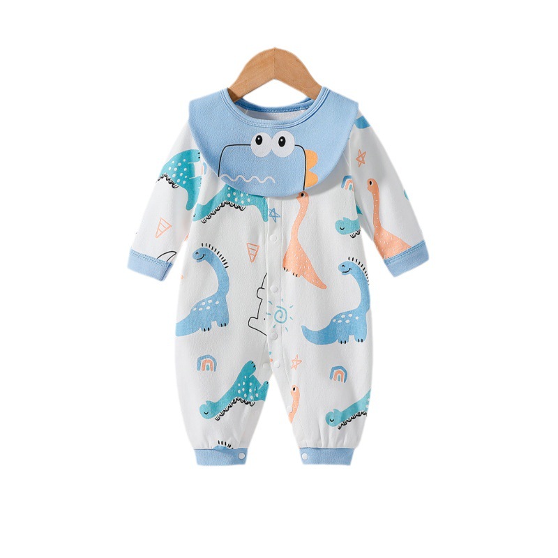 Bebé recién nacido mono puro algodón primavera y otoño hombre y mujer bebé mameluco babero mameluco ropa de luna llena 0-12month