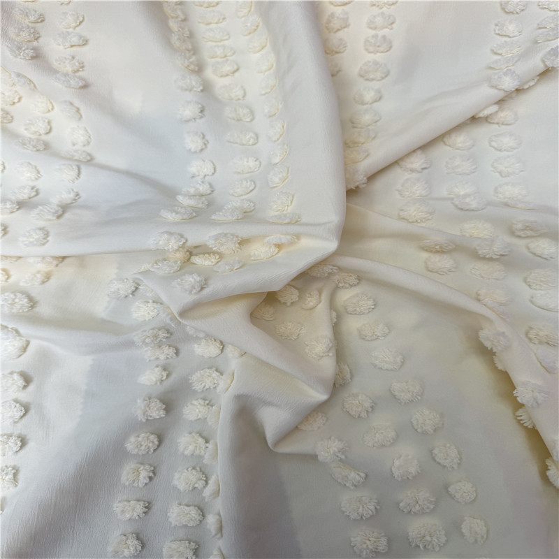 现货全涤剪花面料 涤纶毛球剪花圈圈剪花 春夏衬衫连衣裙童装布料