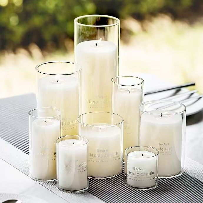 Portavelas de vidrio de borosilicato alto, vaso de velas transparente y engrosado resistente a altas temperaturas, vaso de velas de alto valor facial, vaso de velas domésticas