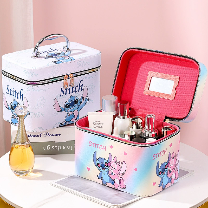 Capacious cosmetic bag, handheld universal mirror, portable storage system, high-quality style