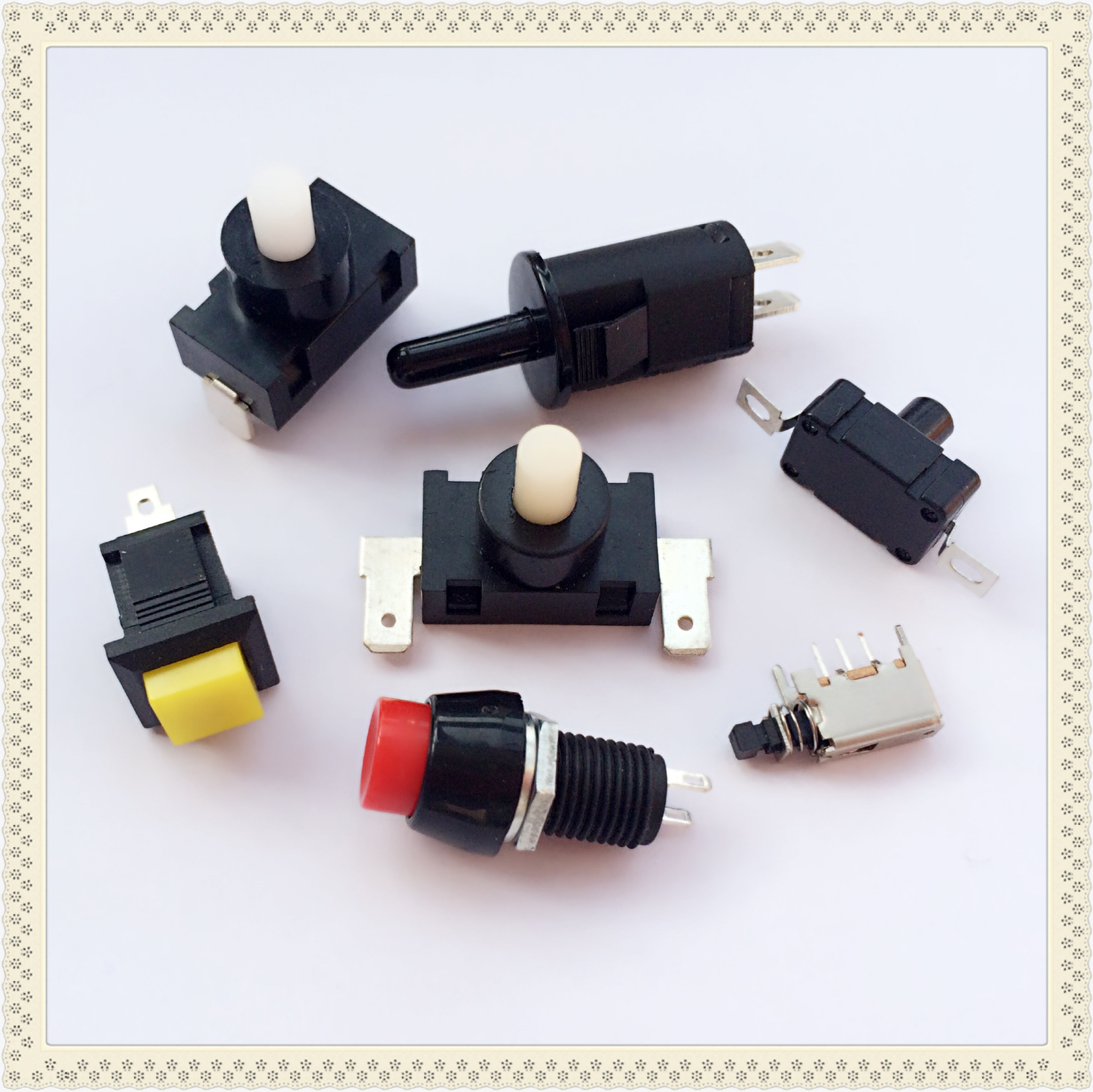 供应生产各类自锁无锁控制开关按钮按键开关/插排开关打包机开关