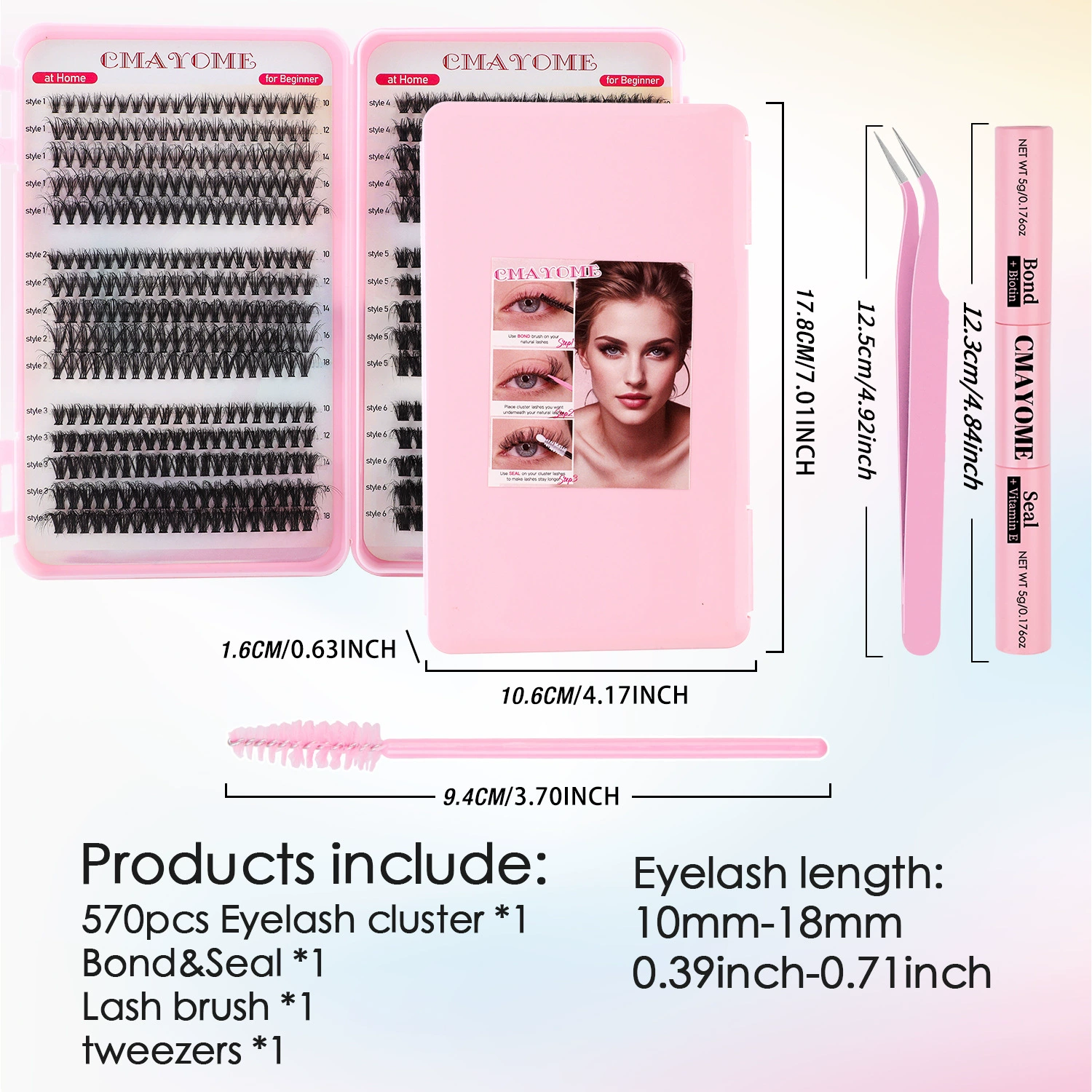 False Eyelash Set, Mixed Dense DIY Cluster Lashes 570 pcs, Multi-length & Densities