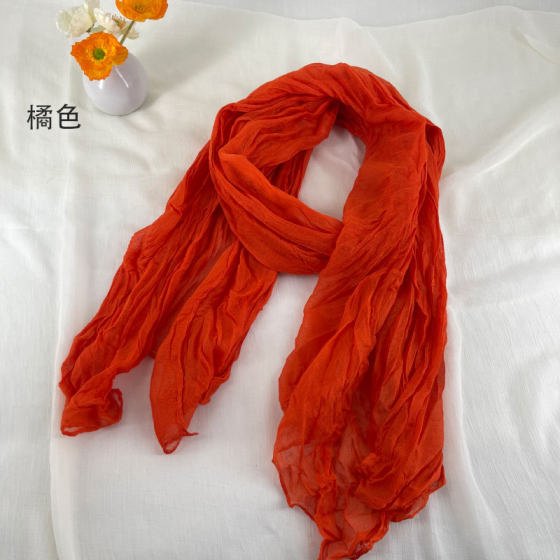 Solid Color Created Cotton and Linen Scarf Artistic All-match Created Scarf Women's Spring and Autumn Soft Breathable Silk Scarf Warm in Autumn and Winter
