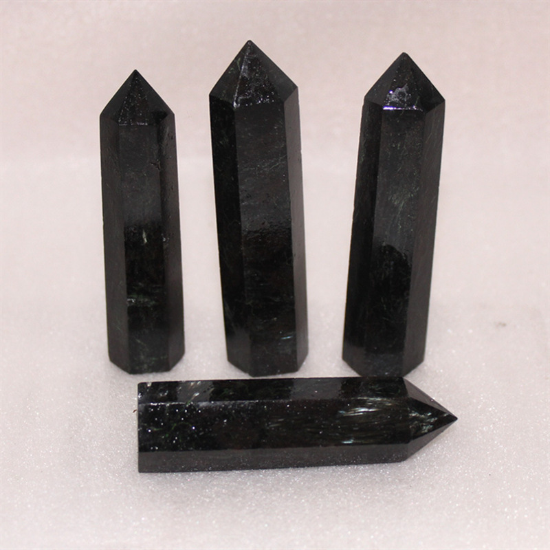 天然紫水晶黒曜石単双尖水晶柱六角柱原石磨き置物ホームリビングオフィス