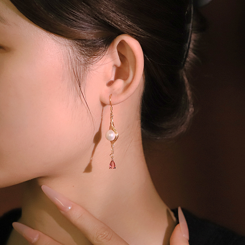 Perla natural original zircón gancho de orejas de alambre pendientes de orejas mujeres dulces pendientes de alta calidad pendientes universales pendientes de orejas al por mayor
