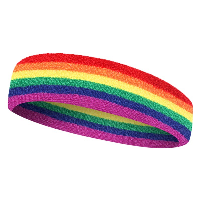 Rainbow Wristband Sports Outdoor Badminton Fitness Sweat-Absorbent Towel Wristband Basketball Tennis Wristband Sweat-Absorbent and Breathable