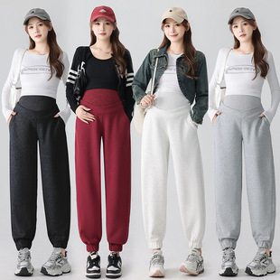Real shot in stock maternity pants 2024 autumn and winter new casual abdominal pants sports pants toe pants double abdominal pants