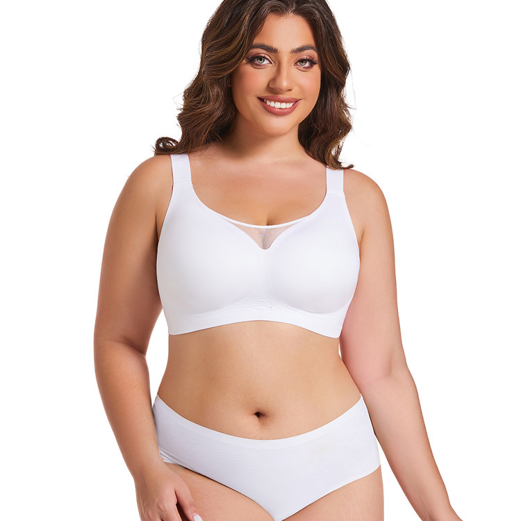 Foreign Trade Soft Support Big Chest Underwear Women's Thin No Steel Rings Bra Push-up Comfortable Seamless Vest Bra Summer