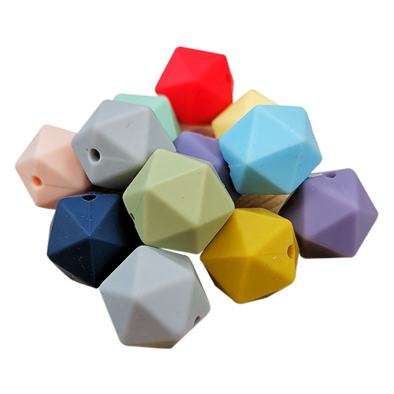 Silicone Beads 14mm Polygon 20-Hedral Food Grade Silicone Pacifier Chain Baby Molar Bite Beads Wholesale