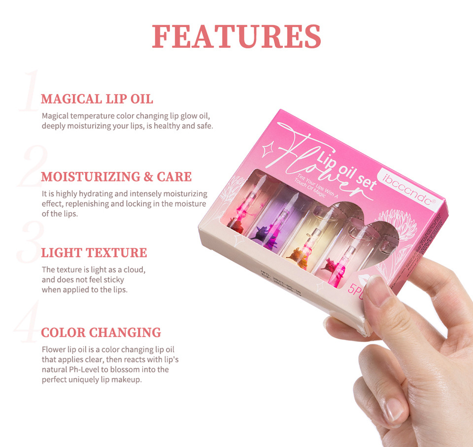 ibcccndc Flower Lip Moisturizer 5-bottle Set Transparent Dudu Lip Gloss undefined