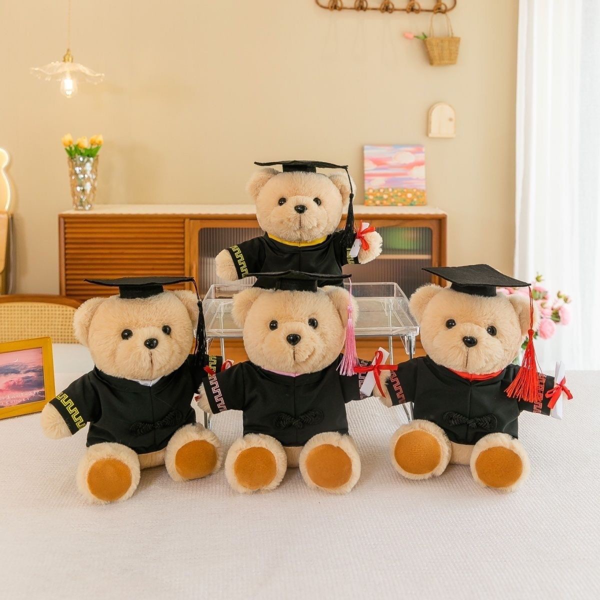 Graduation Doctor Bear Puppy se puede imprimir logotipo maestro de licenciatura Teddy Bear muñeca regalo de graduación