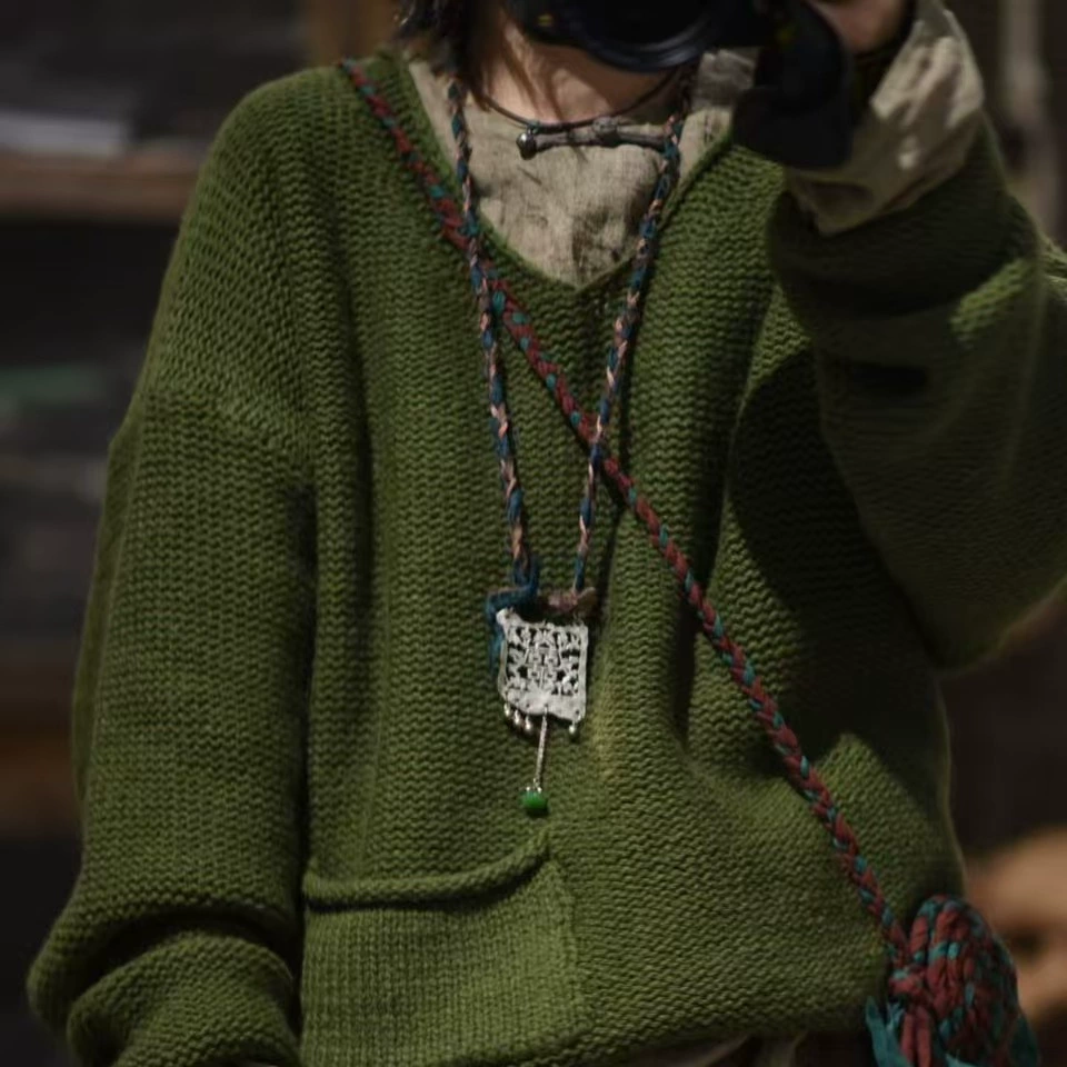 24/12 SN119 литературный свободный осенний и зимний воротник шерстяной вязаный свитер