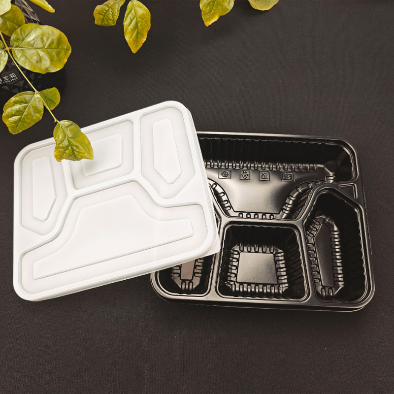 一次性四格餐盒快餐外卖打包盒带盖商用加厚批发家用便当盒