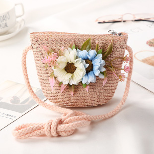 Internet Celebrant Princess Straw Bag Handmade Handbag Student Shoulder Bag Girl's Woven Crossbody Bag Small Backpack New