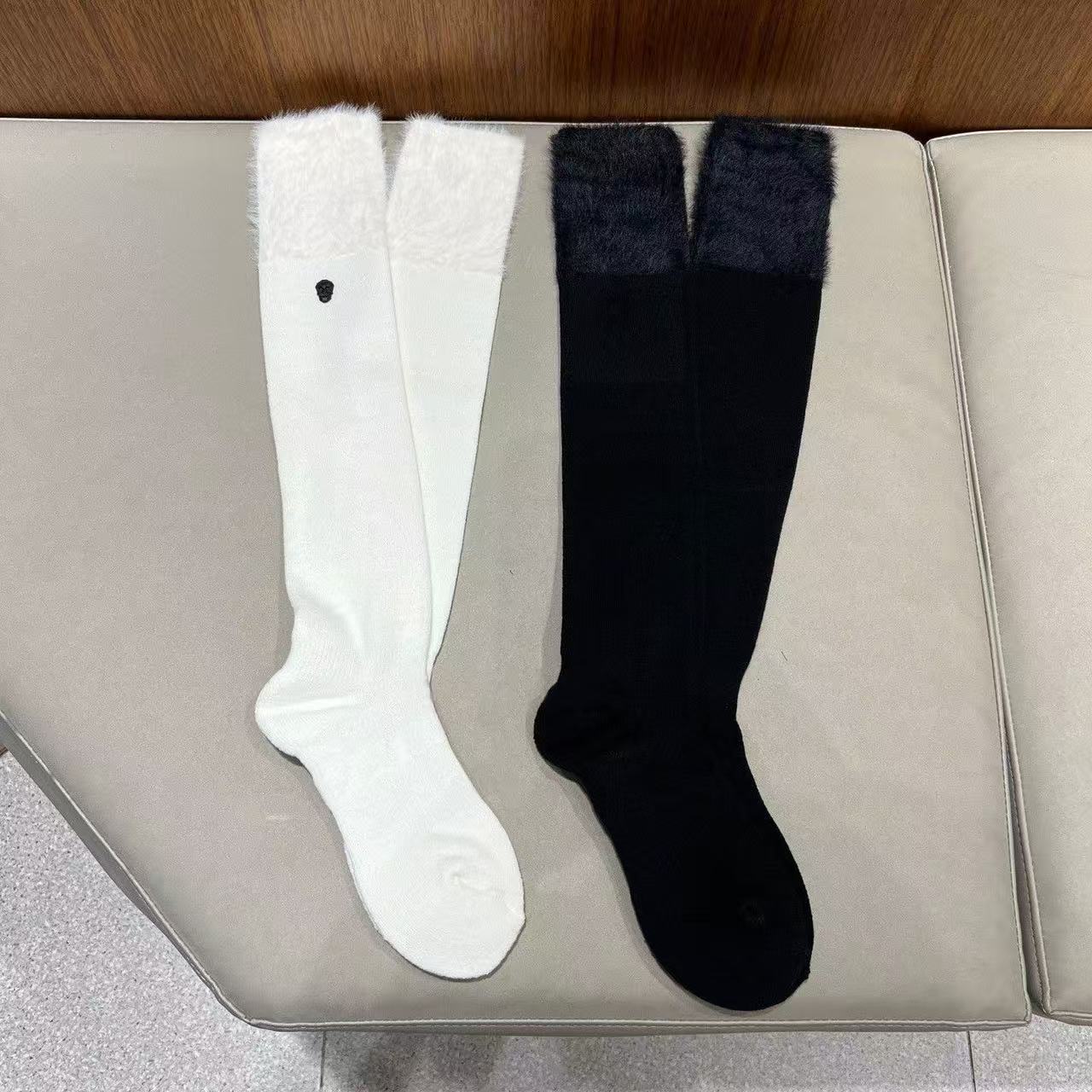 25 New Autumn and Winter Golf Women's Sports Socks over the Knee Socks Double-Sided Embroidered Logo Imitation Mink Hair Towel Bottom Socks
