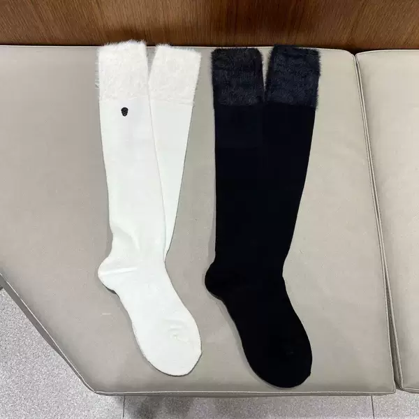 25 New Autumn and Winter Golf Women's Sports Socks over the Knee Socks Double-Sided Embroidered Logo Imitation Mink Hair Towel Bottom Socks