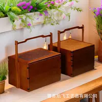 Бамбуковая коробка для еды, двухслойная бамбуковая упаковка, китайская антикварная коробка для переноски, портативная коробка для хранения для пикника, подарочная коробка для фестиваля драконов, фестиваля лодок