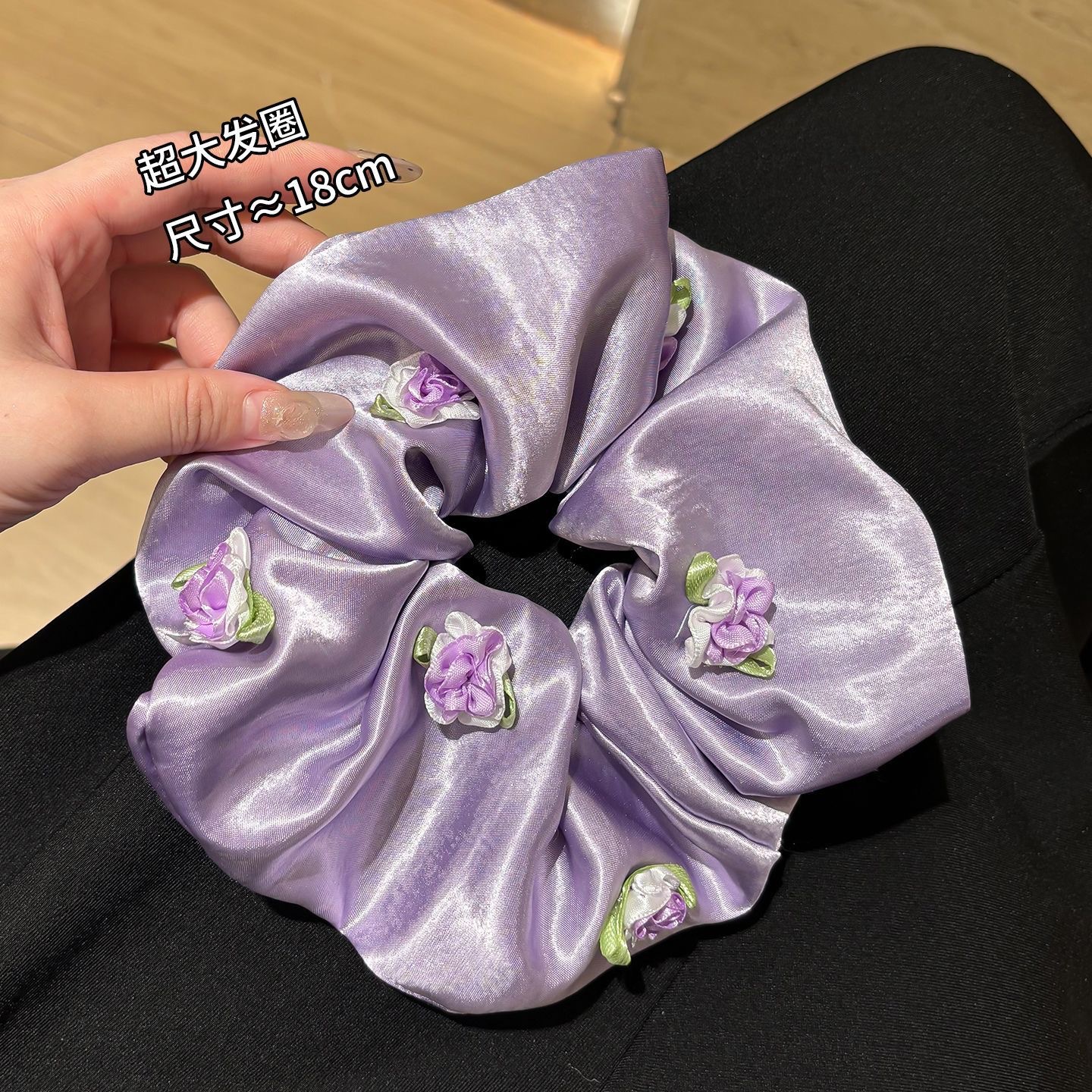 91# purple garden three-dimensional rose satin about 19cm