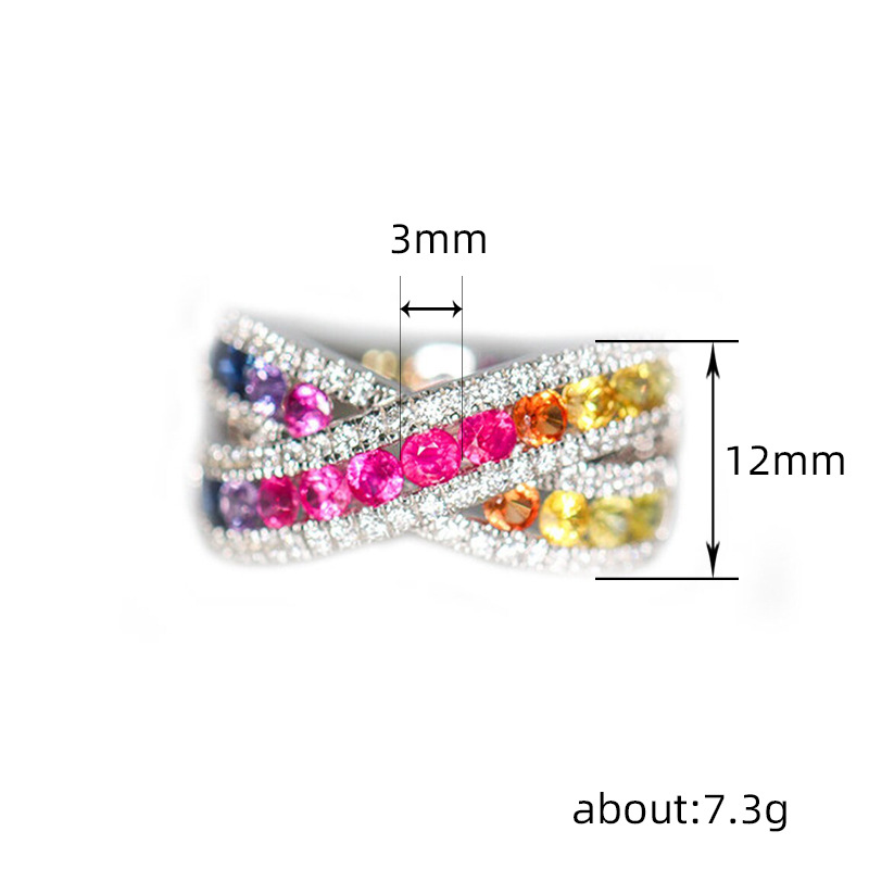 10g Weight Zircon Inlay Material Wholesale Jewelry Elegant Glam Color Block Copper Zircon Plating Rings