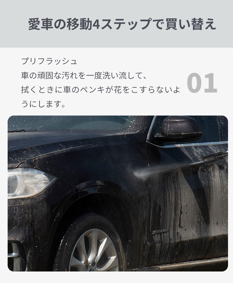 Lekong High-Impact Wireless Car Washing Machine White Household Self-Priming Car Washing Water Gun Portable High-Pressure Japanese Customization