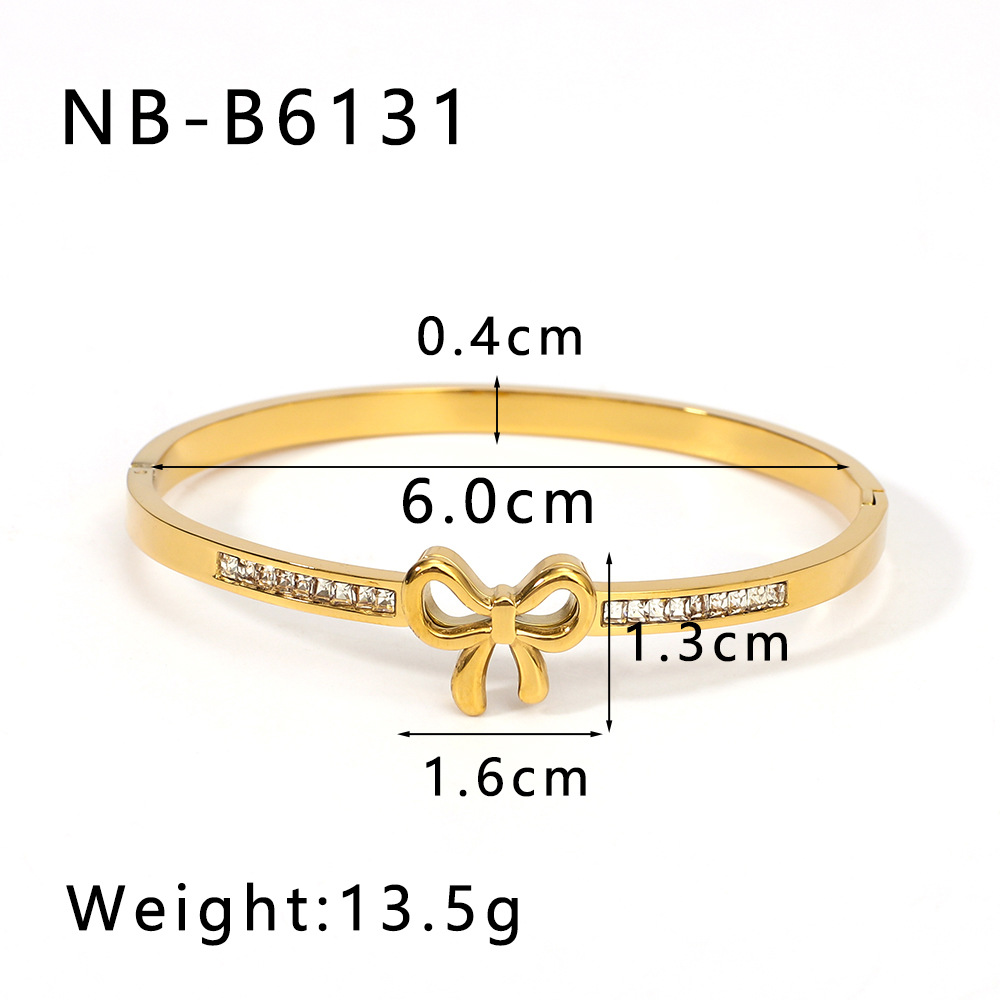 Holiday, Daily Occasion Elegant Classic Style Streetwear Heart Shape Bow Knot 304 Stainless Steel Bangle In Bulk