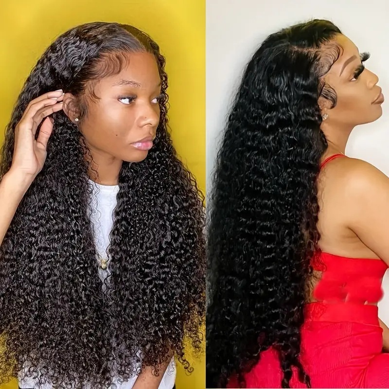 Perruque synthétique bouclée à la main avec lace frontale tendance - Extensions de cheveux synthétiques très populaires_voghion.com