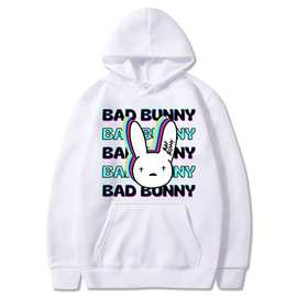 Bad Bunny兔子印花套头连帽衫加绒新专辑上衣外套卫衣hoodie外贸