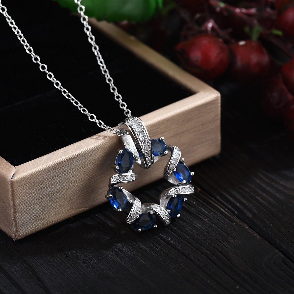 新品跨境欧美仿宝石高镶吊坠饰品 时尚个性高级感项链女工厂批发