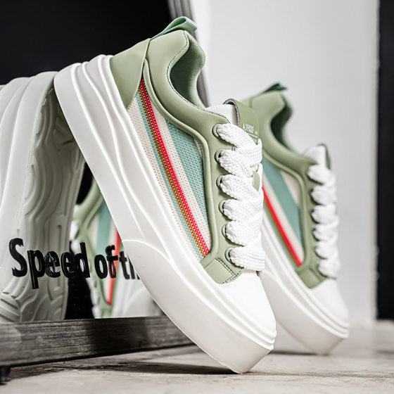2025 New Summer Men's Low-Cut Sneakers Thick-Soled Student Sports Casual Shoes Daily Simple Style Fresh Sneakers