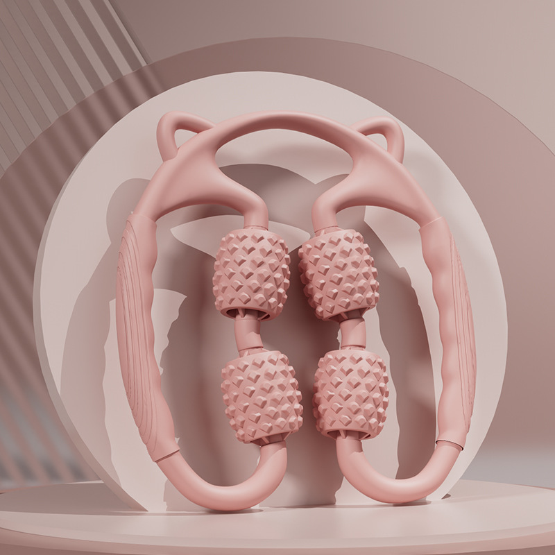 Ring Leg Clamp, Leg Beauty Device, Calf Massager, Yoga Roller Clamp, Muscle Relaxation, Four-Wheel Cat Ear Massage Stick