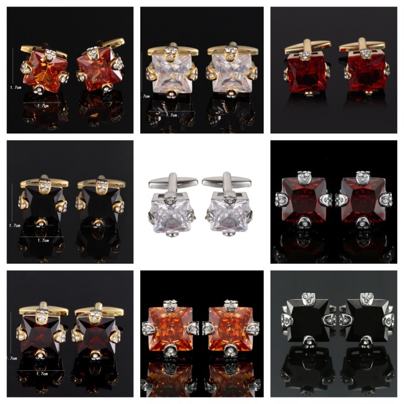 Trendy Swarovski Crystal Men's Cuff Stud White Zircon Exquisite Fashion French Shirt Cufflinks Holiday Gift